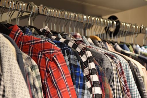 clothing in a wardrobe