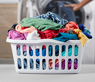 clothing in washing basket