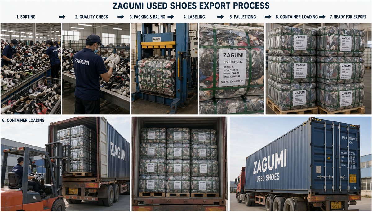 bulkusedshoessupplier25kgbalesstackedatwarehouse