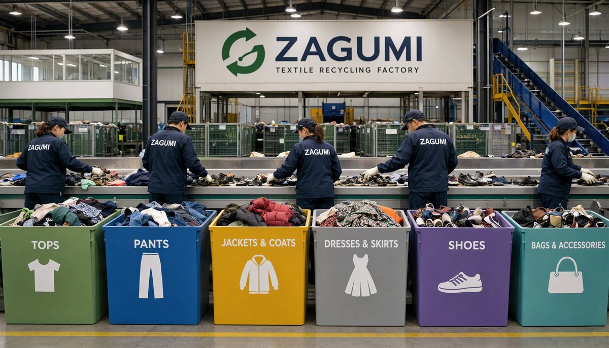 sortedusedclothesandshoesexportersortingandinspectionprocessatZagumifactory