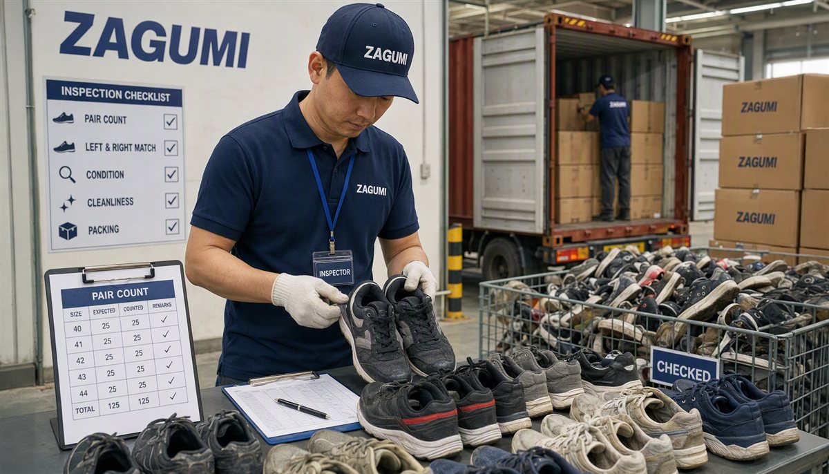 importwholesaleusedshoesandsneakerssortingandinspectionprocessatZagumifactory