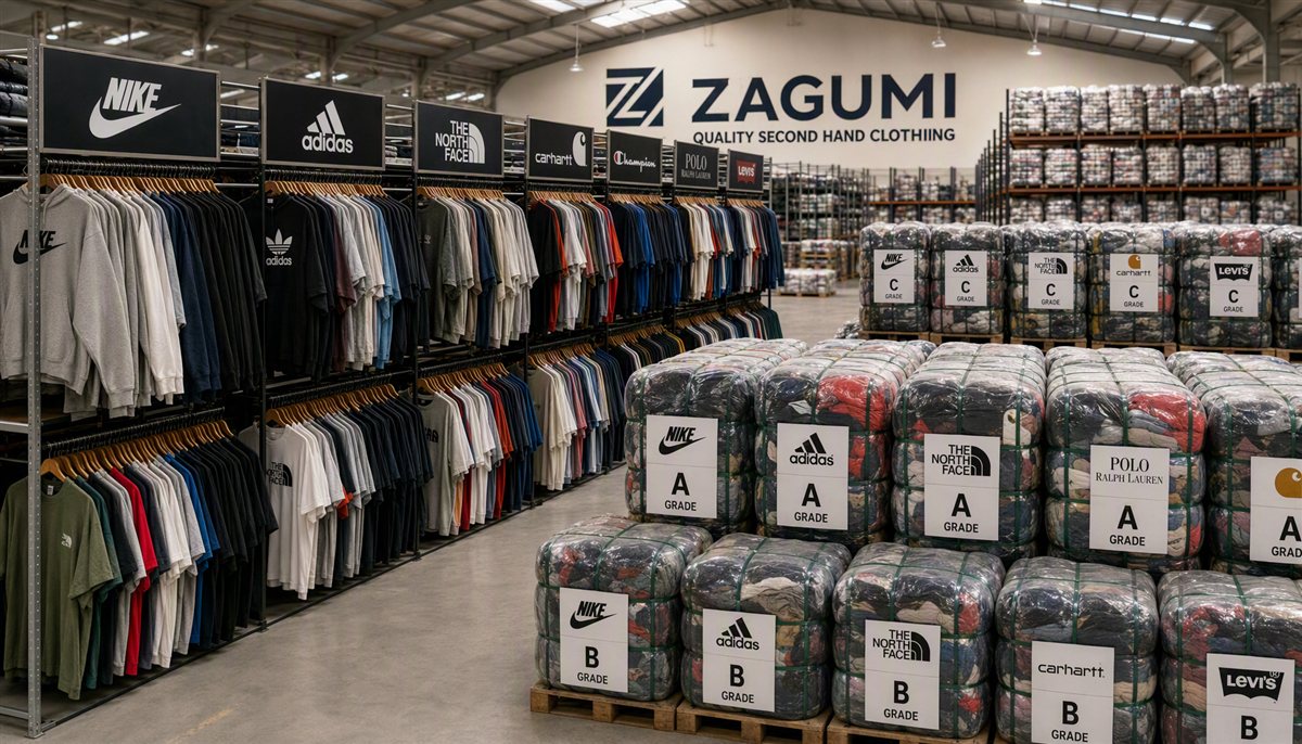 brandedsecondhandclotheswholesalesortingandinspectionprocessatZagumifactory