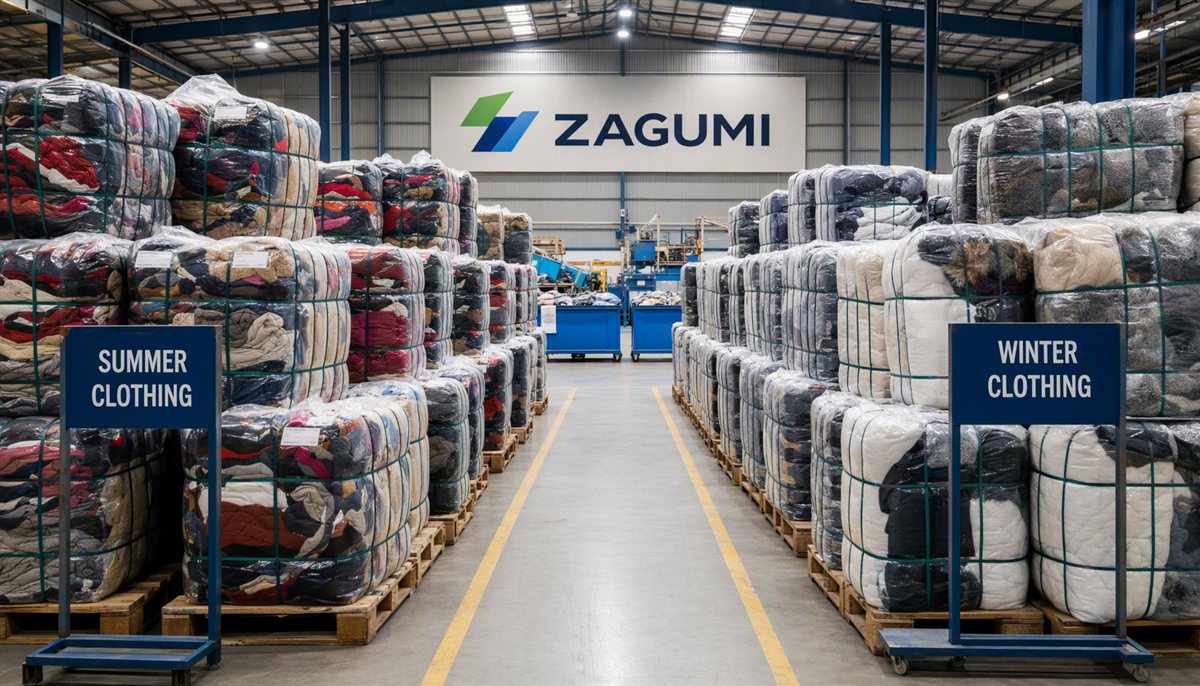 bulk second hand summer and winter clothing bales sorting and inspection process at Zagumi factory bulk second hand summer and winter clothing bales sorting and inspection process at Zagumi factory